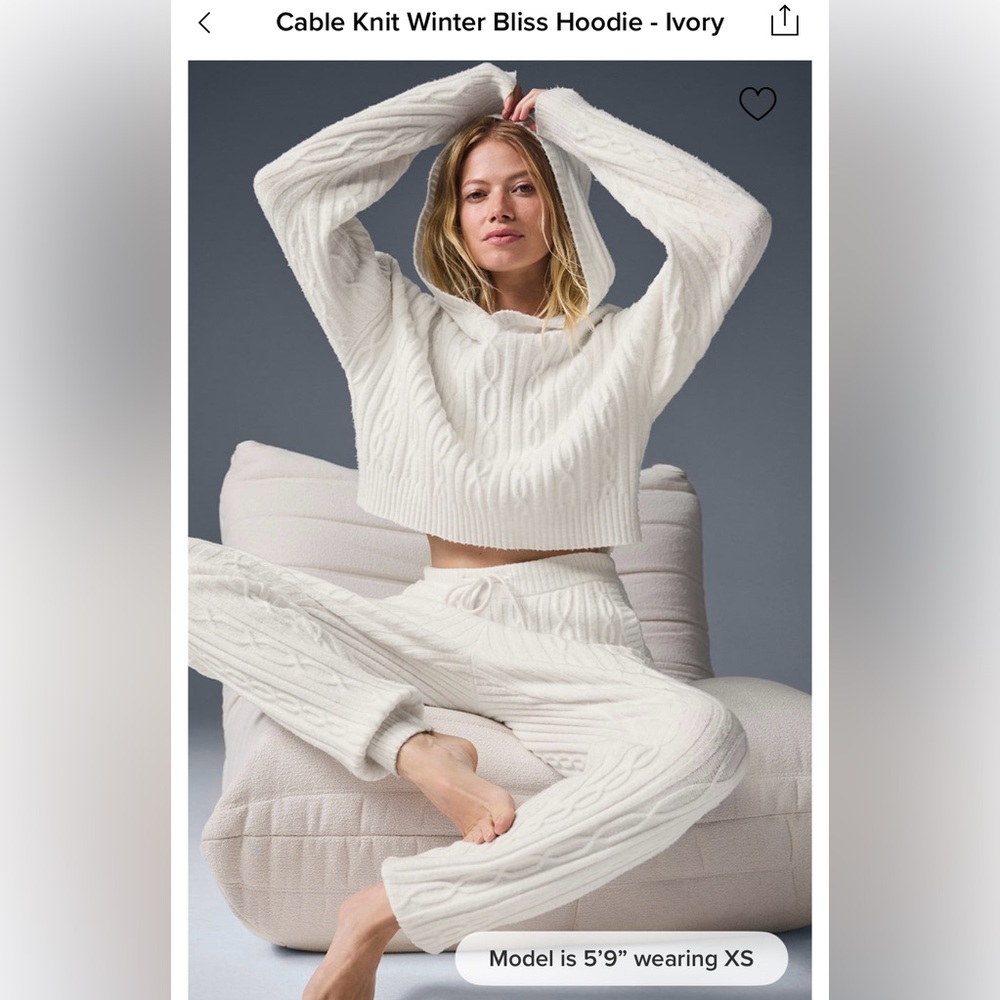 Alo Yoga | Cable Knit Winter Bliss Hoodie | Ivory